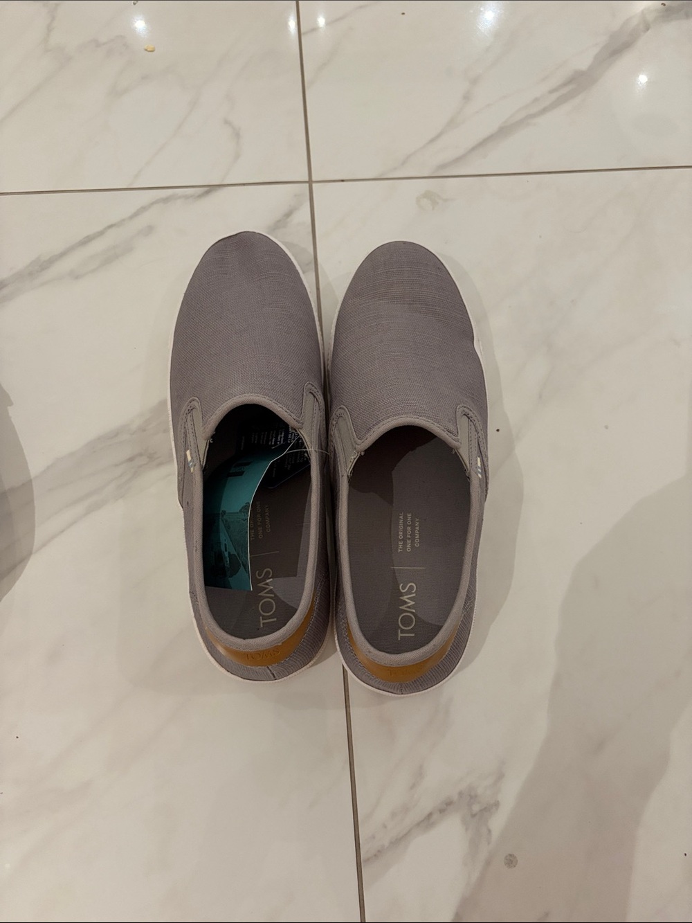 Toms Men's Slip-On Canvas Loafers in Gray with Tan Heel Accent